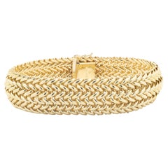 14 Karat Yellow Gold Wide Woven Bracelet