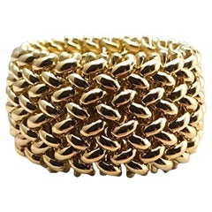 14 Karat Yellow Gold Wide Woven Mesh Band #23519