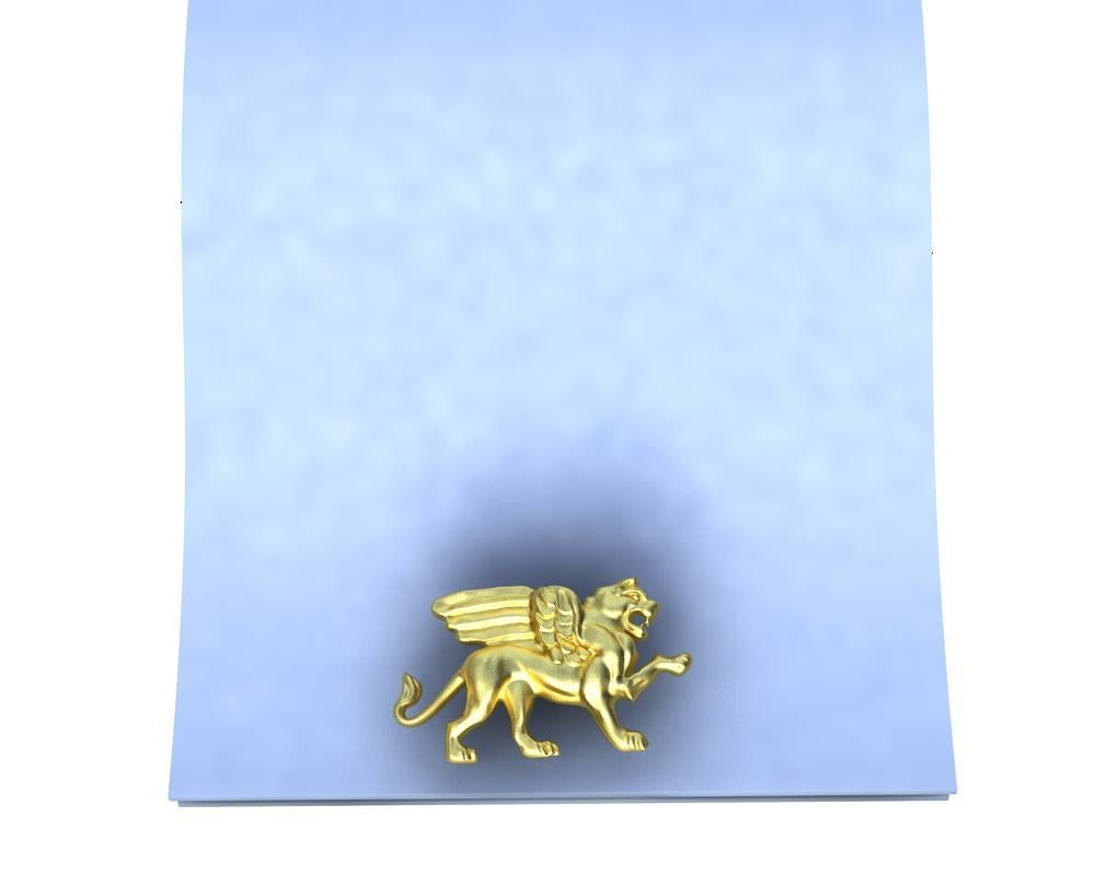 14 Karat Yellow Gold Winged Griffin Cufflinks For Sale 1