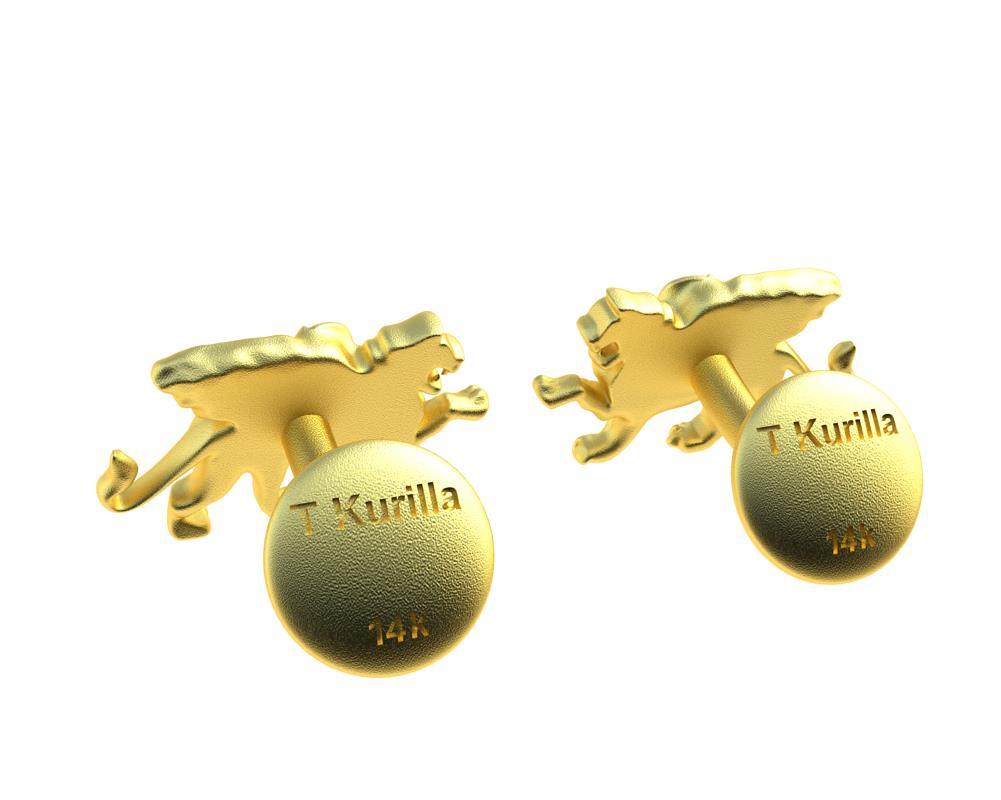 14 Karat Yellow Gold Winged Griffin Cufflinks For Sale 4