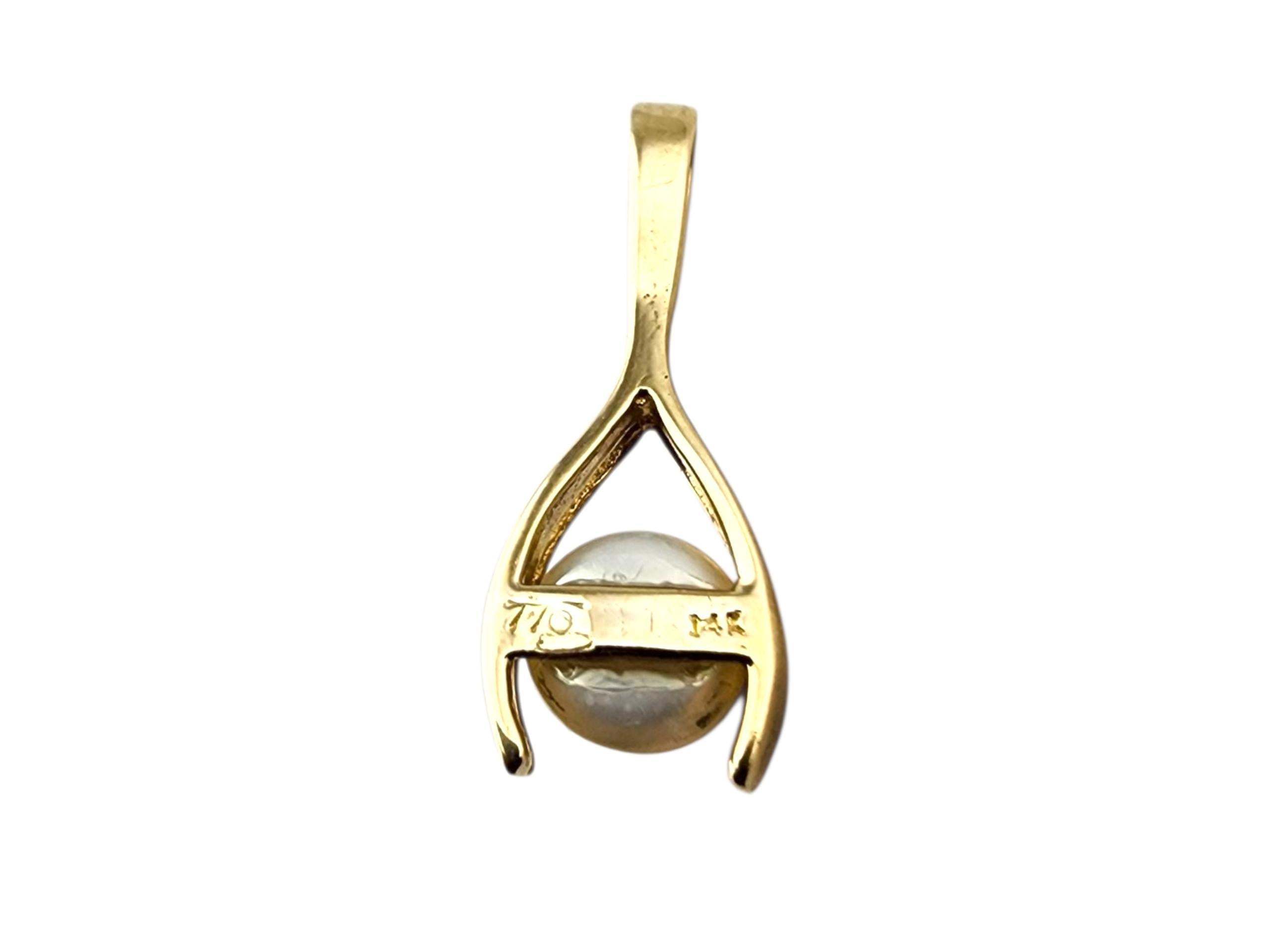 Contemporaneo Ciondolo con perla Wishbone in oro giallo 14 carati #23161 in vendita