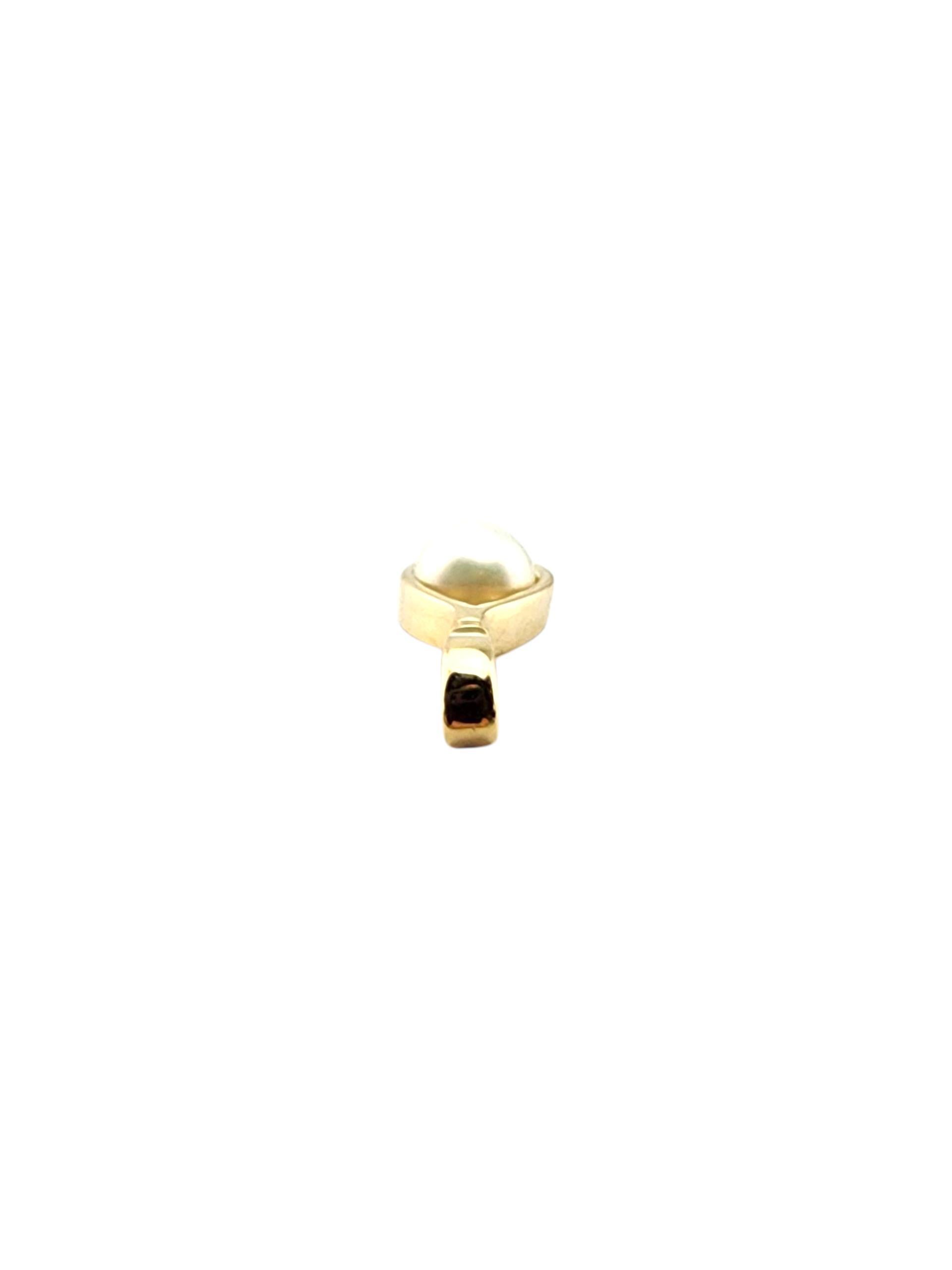 Ciondolo con perla Wishbone in oro giallo 14 carati #23161 In condizioni buone in vendita a Washington Depot, CT