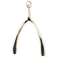 14 Karat Yellow Gold Wishbone Pendant