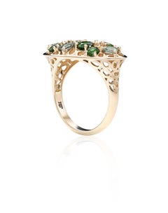 Hi June Parker Yellow Gold Tonal Green gemstone Cocktail Ring total 1.37 Carats