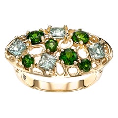 14 Karat Yellow Gold with 1.37 Carat Green Sapphire Cocktail Ring