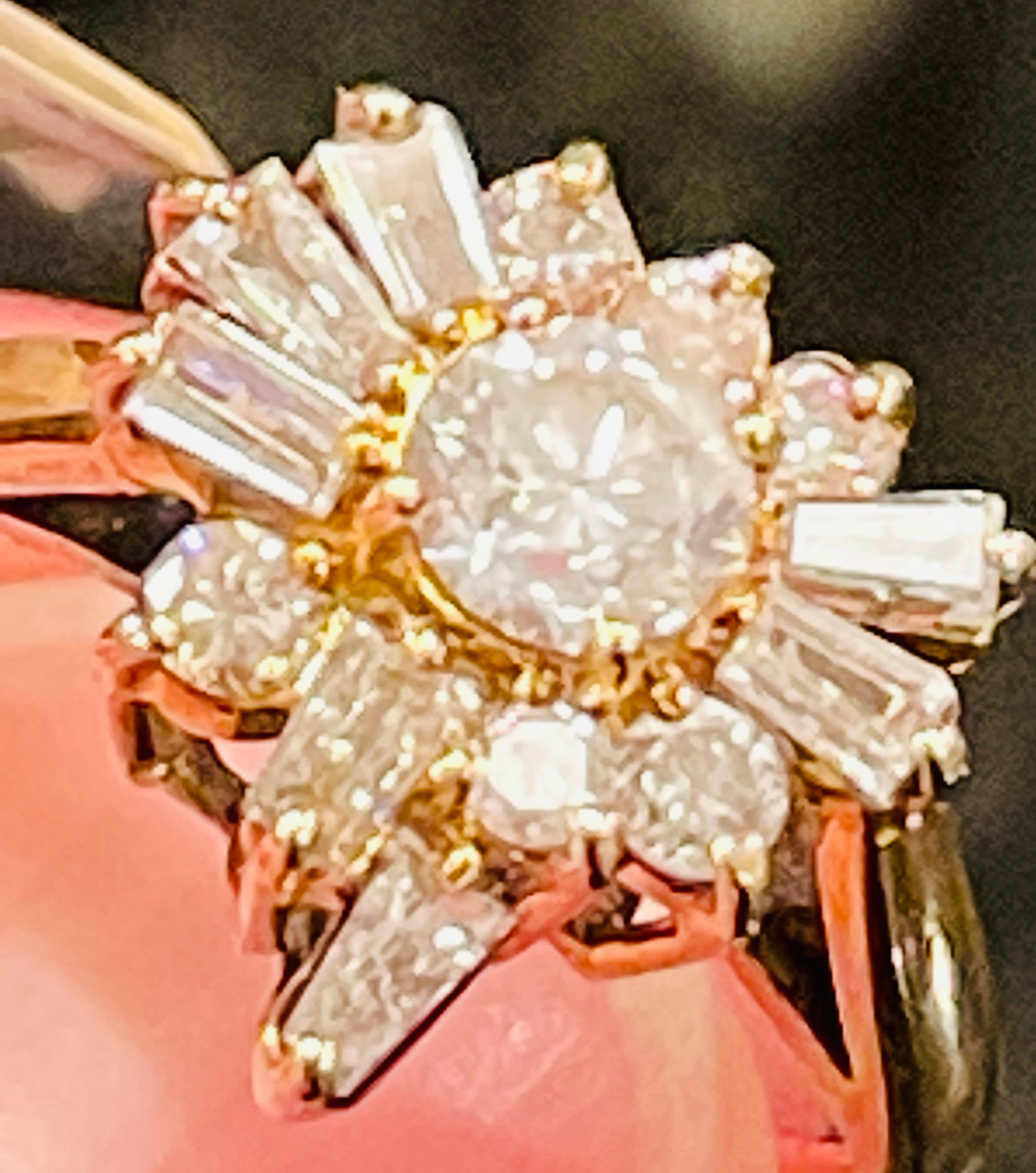 14 Karat Yellow Gold with Diamond Cluster Cocktail Ring For Sale 6