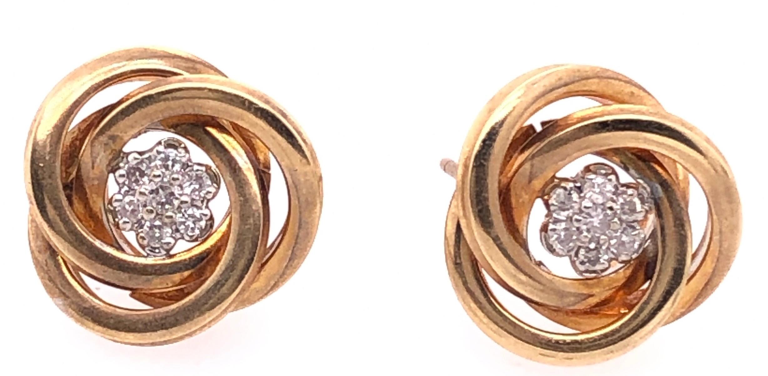 Women's or Men's 14 Karat Yellow Gold with Diamond Cluster Huggie Earrings For Sale