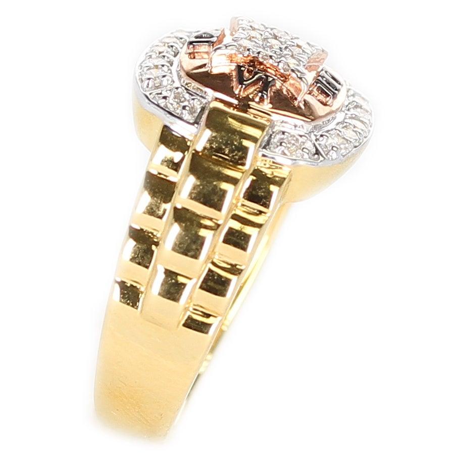 14 Karat Yellow Gold with Rose Gold Diamond and Watch Style Band Ring 4