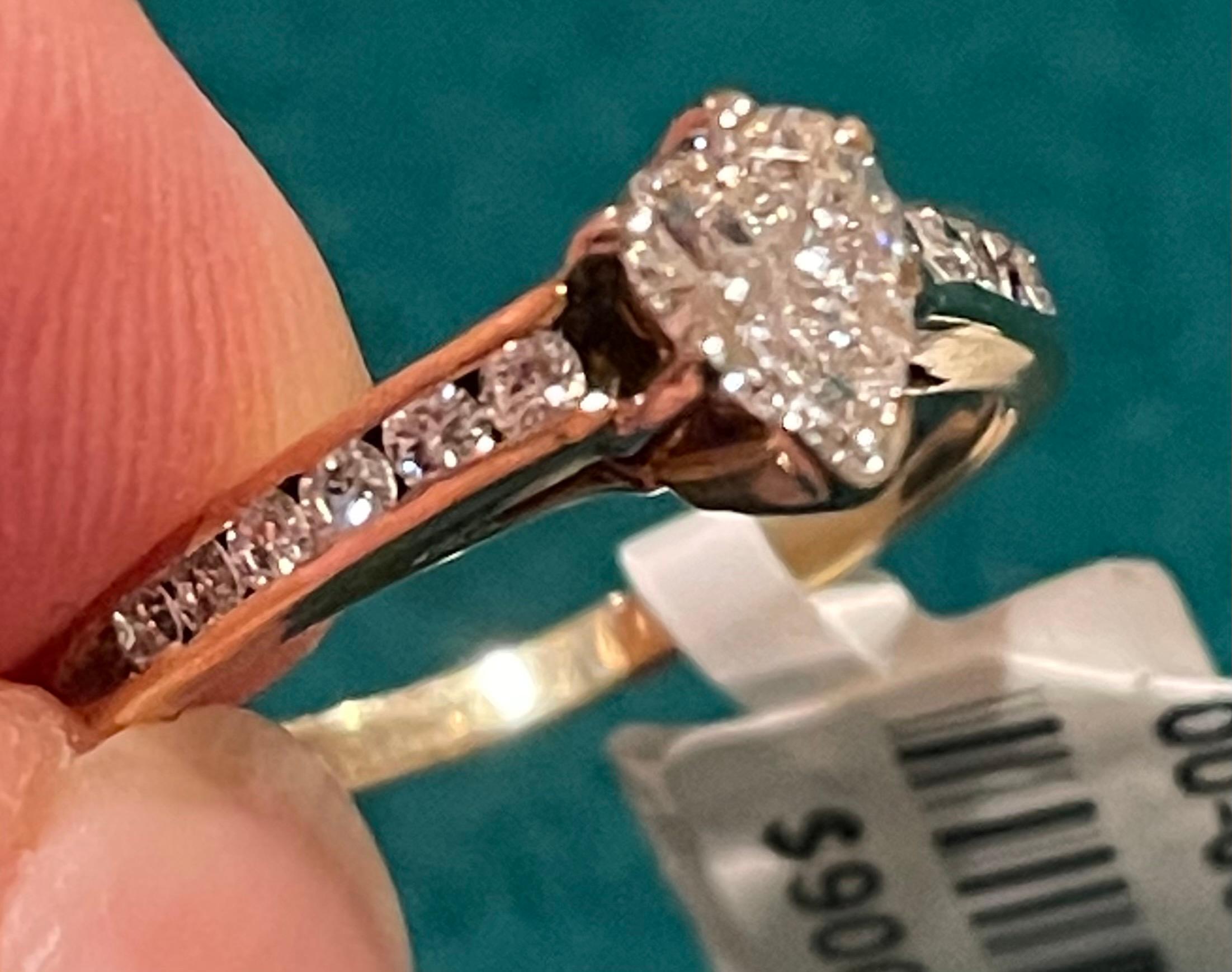 14 Karat Yellow Gold with White Gold Prongs Diamond Engagement Ring For Sale 4