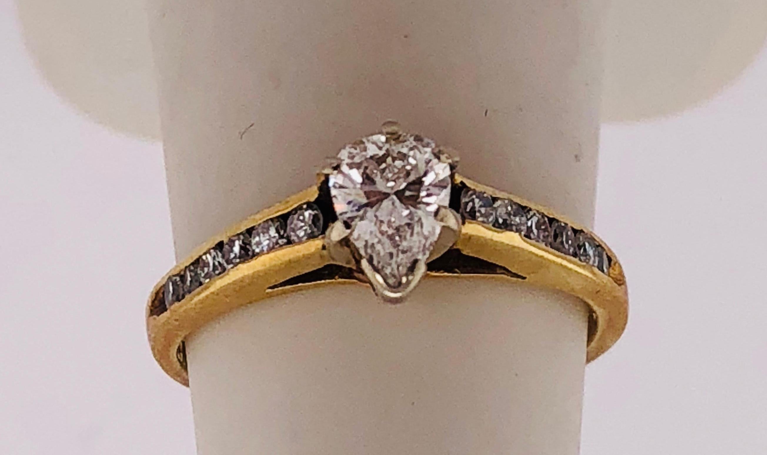 Oval Cut 14 Karat Yellow Gold with White Gold Prongs Diamond Engagement Ring For Sale