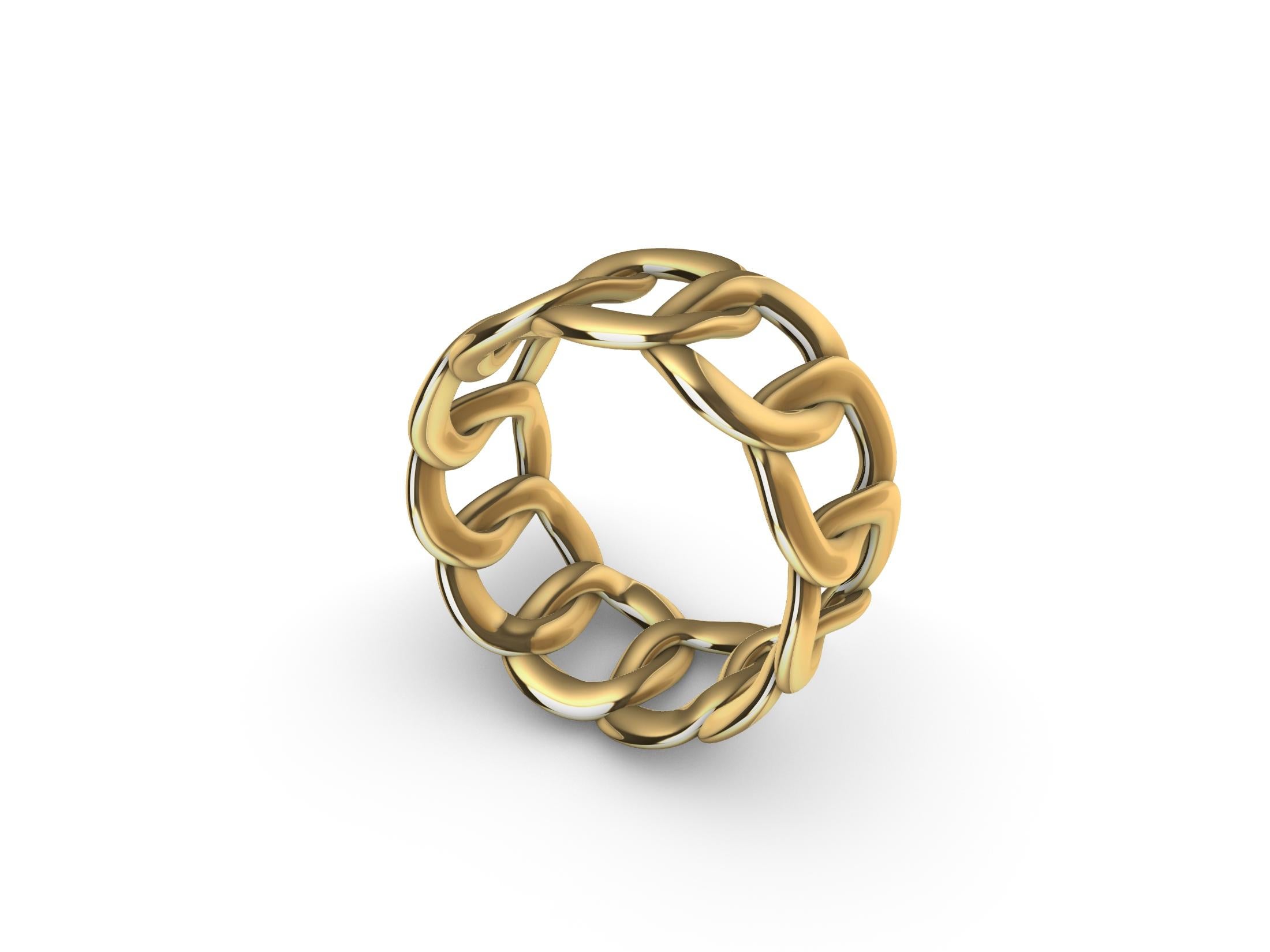 For Sale:  14 Karat Yellow Gold Woman's Curb Chain Ring 5