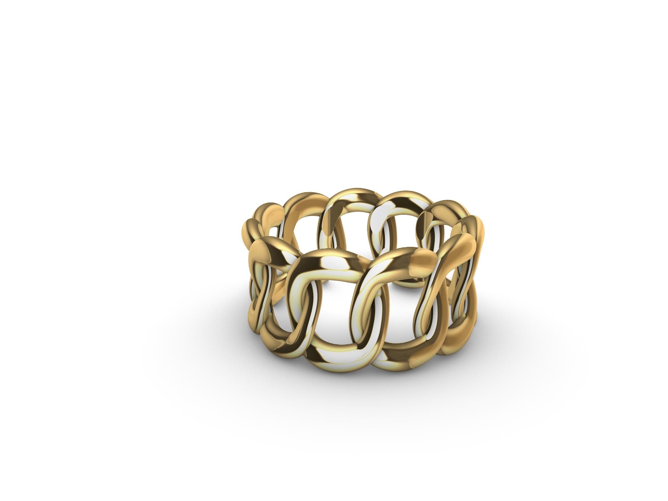 For Sale:  14 Karat Yellow Gold Woman's Curb Chain Ring 6