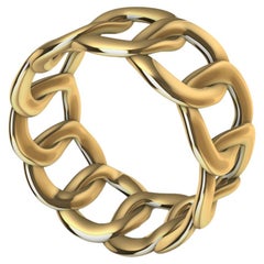 14 Karat Gelbgold Frau's Curb Kette Ring