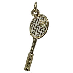 14 Karat Yellow Gold Women's  Diamond Tennis Racket Charm