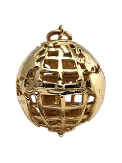 14 Karat Yellow Gold World Globe Pendant #24238