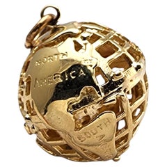 14 Karat Yellow Gold World Globe Pendant #24238