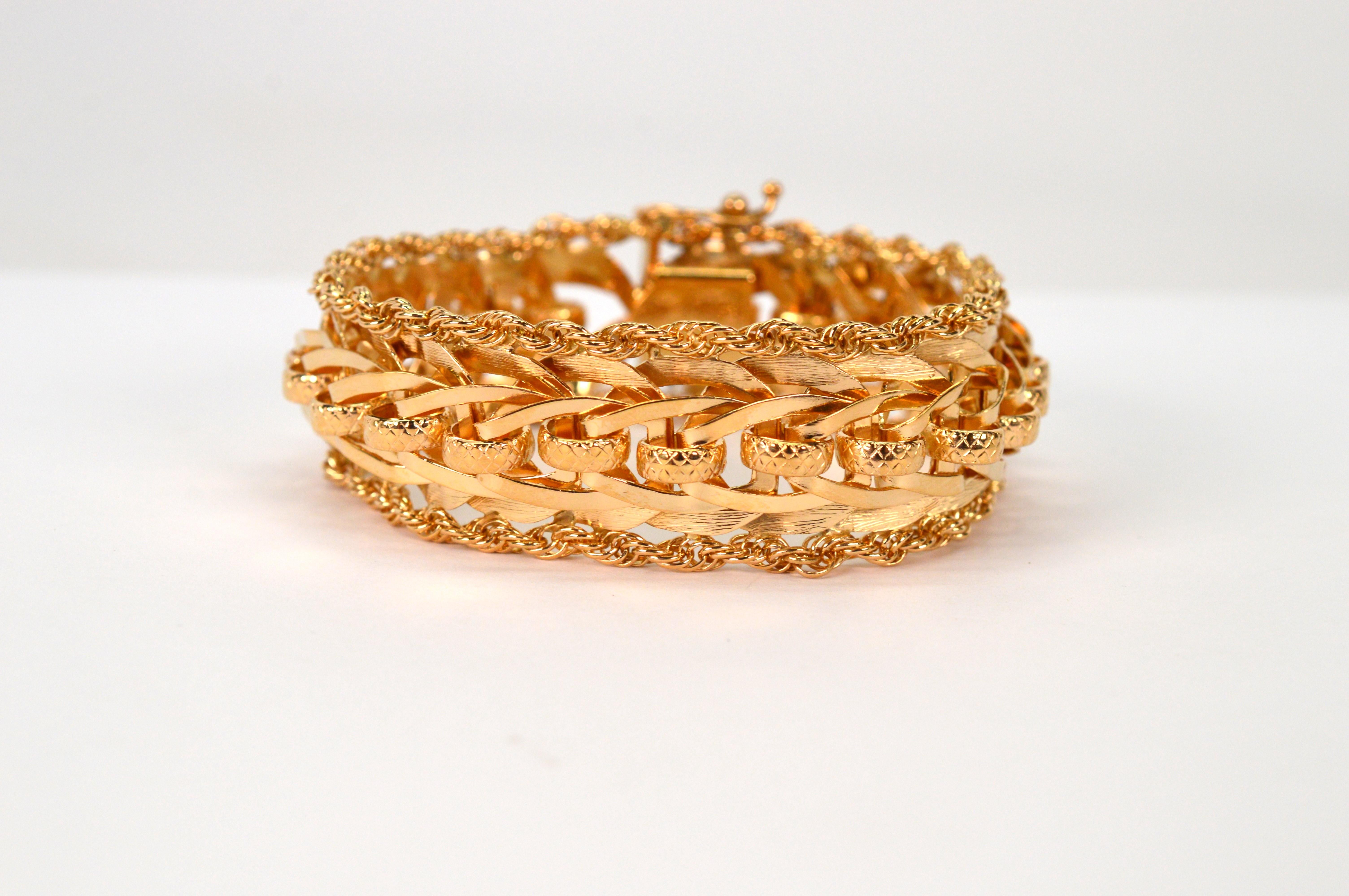 Bracelet à maillons tissés d'inspiration ruban en or jaune 14 carats en vente 6