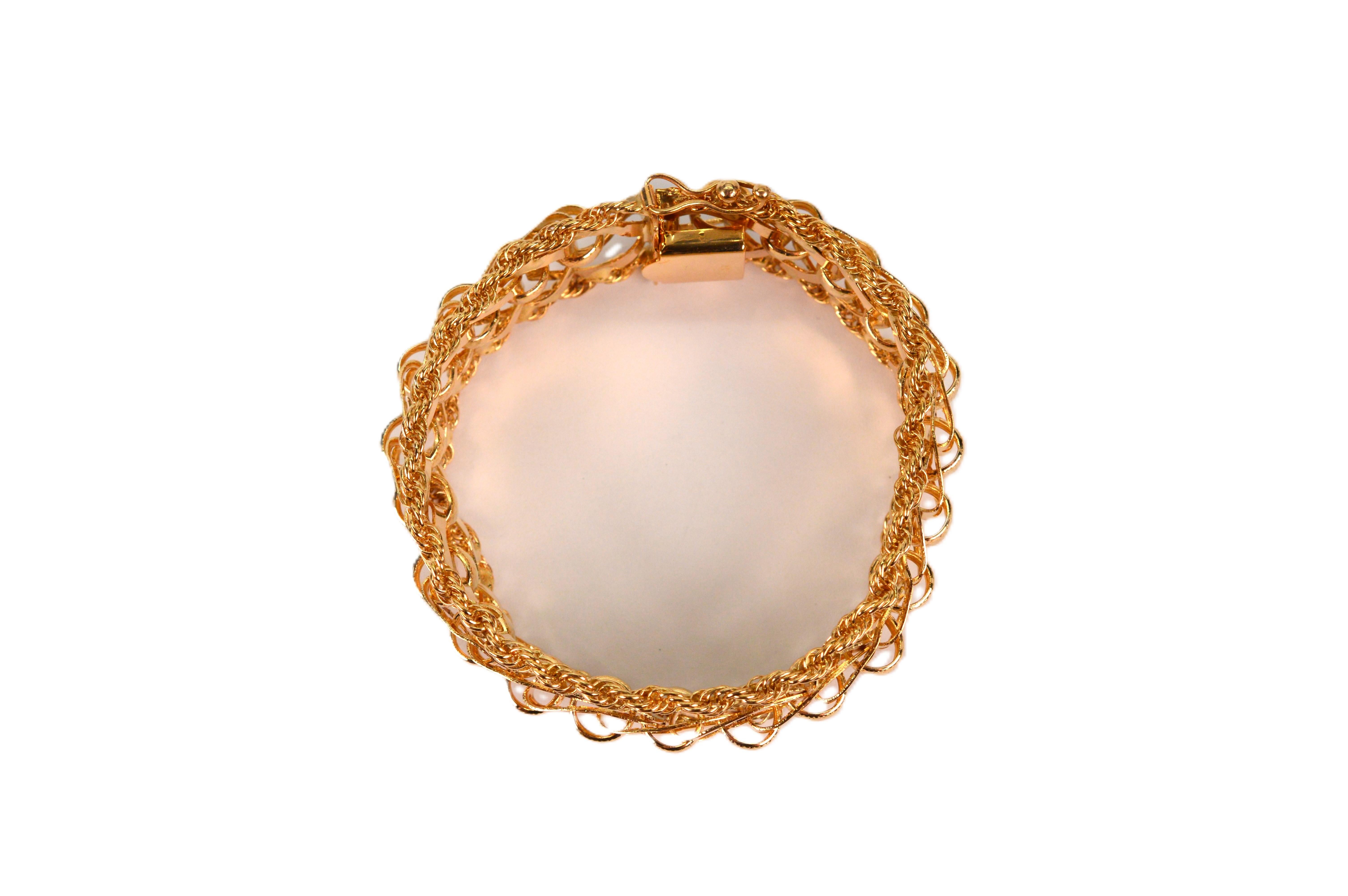 Bracelet à maillons tissés d'inspiration ruban en or jaune 14 carats en vente 2