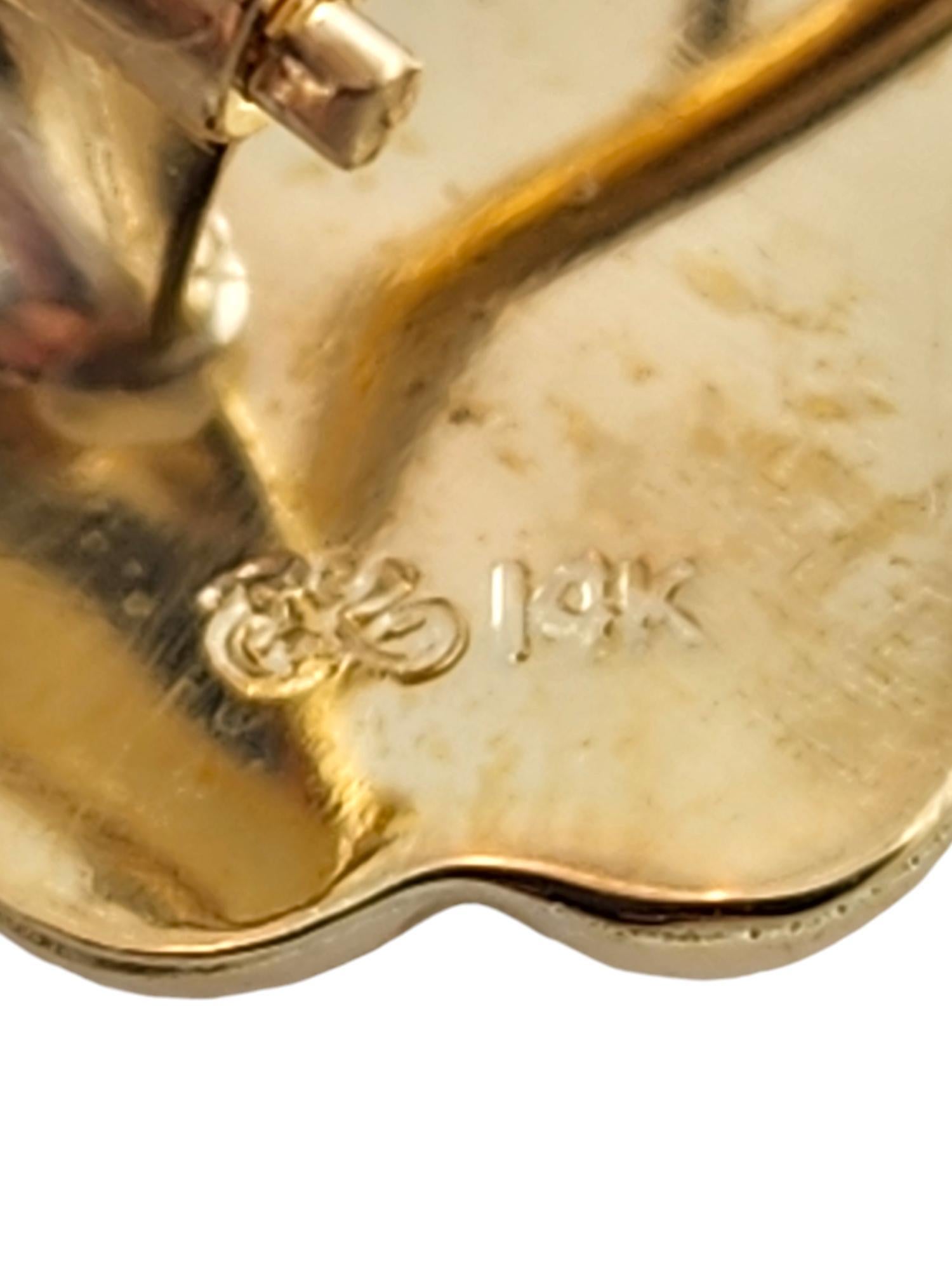 Boucles d'oreilles croix en or jaune 14 carats n° 21594 en vente 1