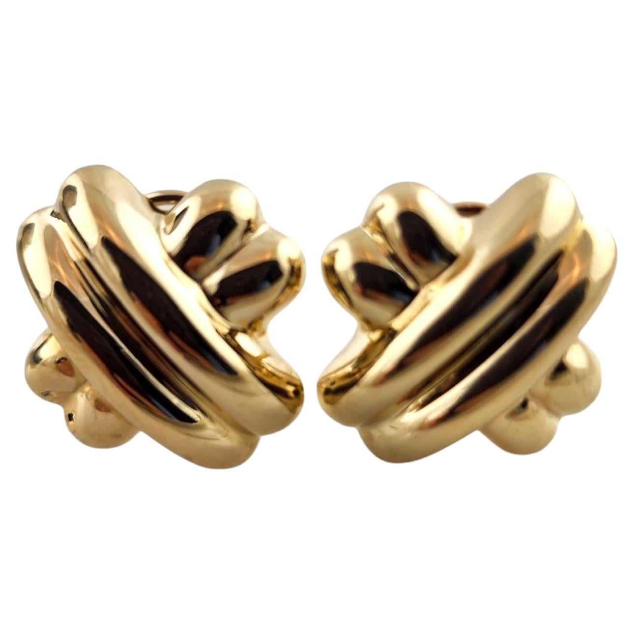 14 Karat Yellow Gold X Cross Earrings #21594