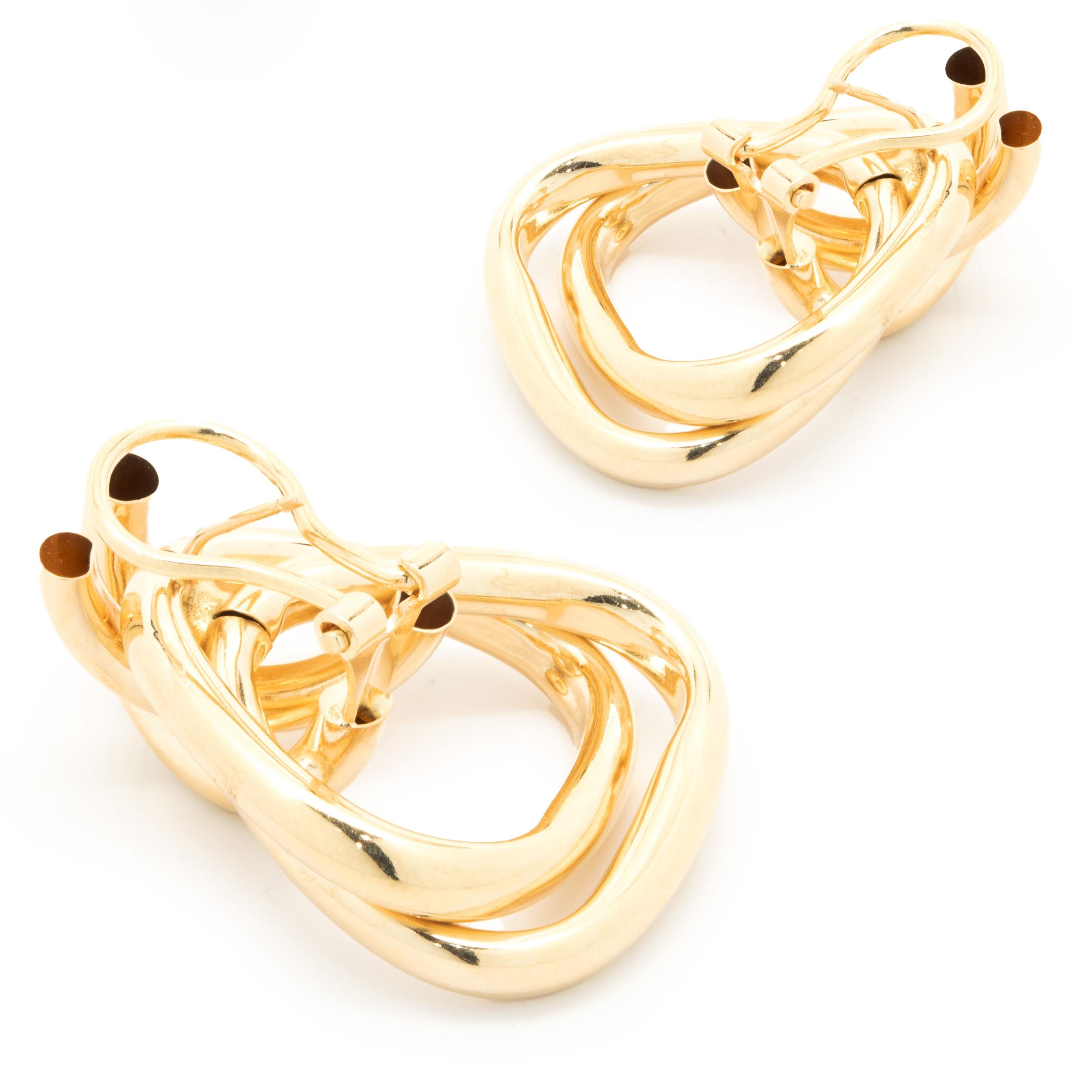 14 Karat Yellow Gold X Drop Earrings In Excellent Condition For Sale In Scottsdale, AZ