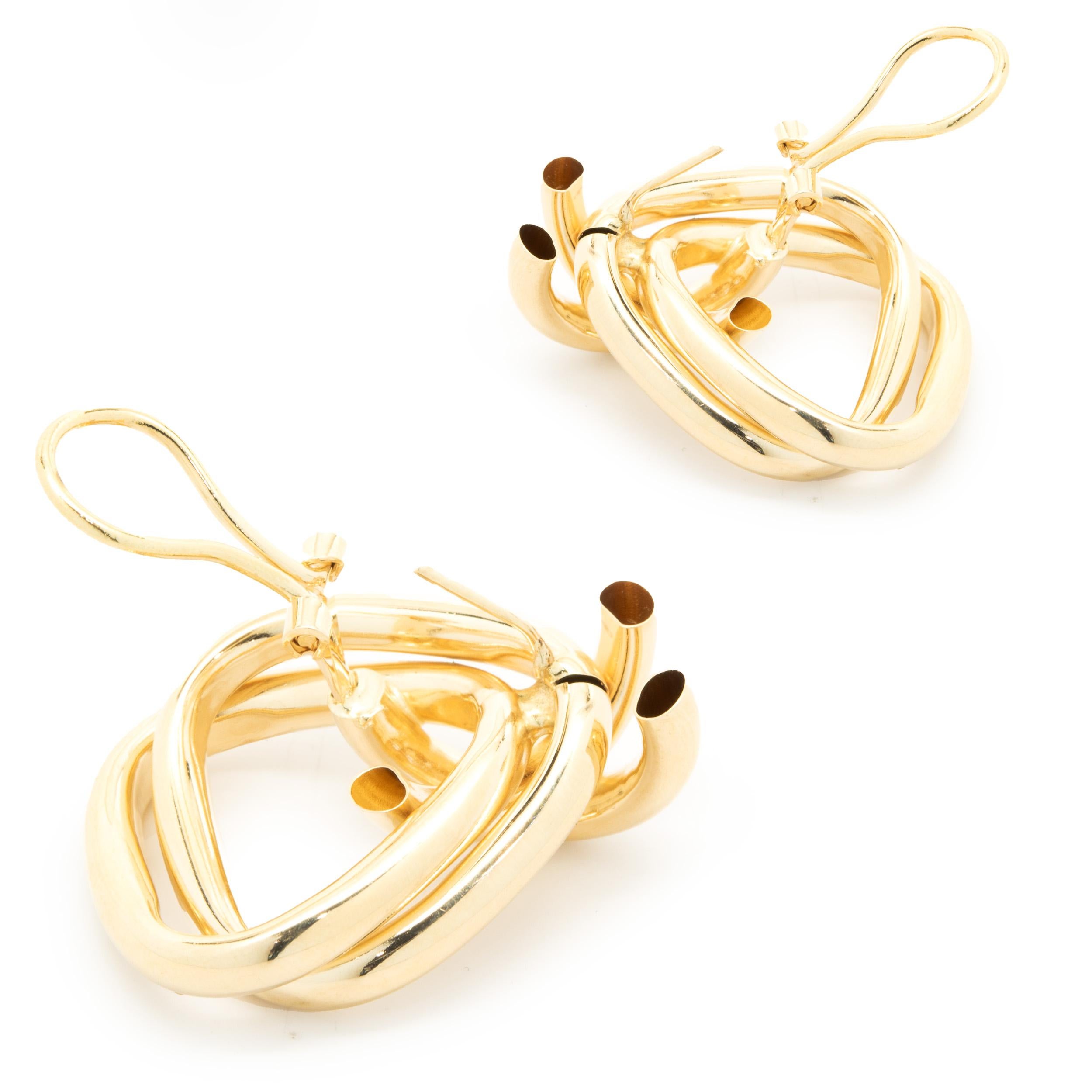 Women's 14 Karat Yellow Gold X Drop Earrings For Sale