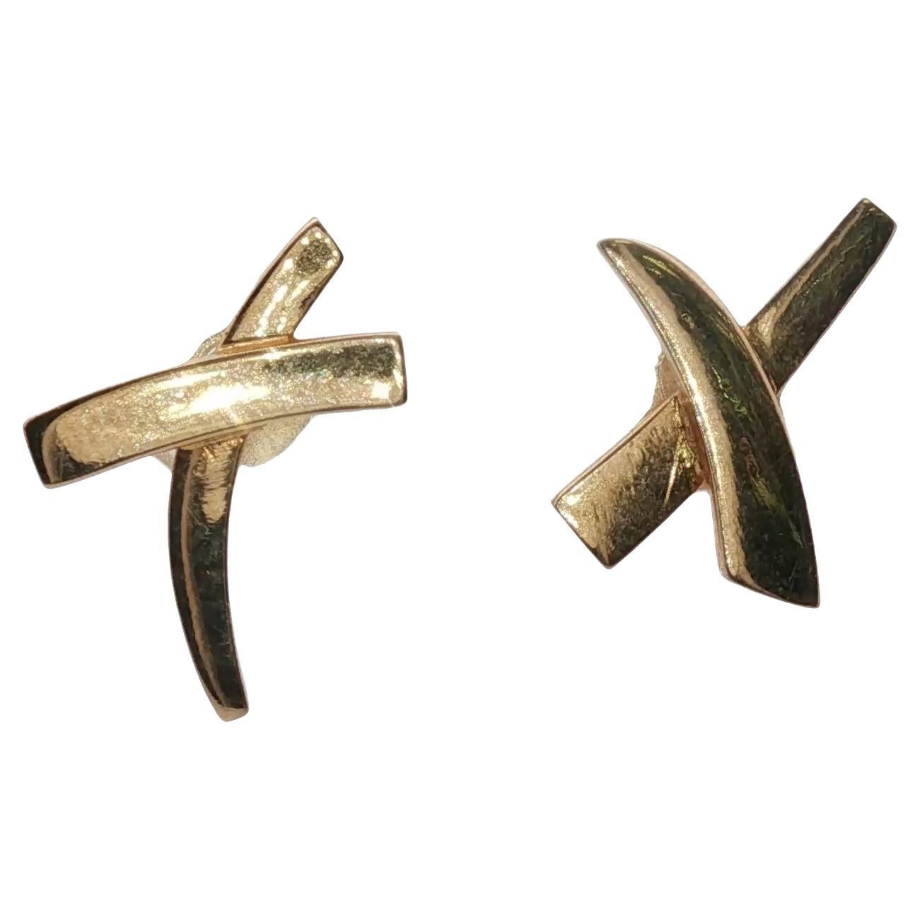 14 Karat Yellow Gold X Earrings Vintage