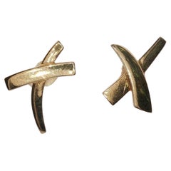 14 Karat Yellow Gold X Earrings Vintage