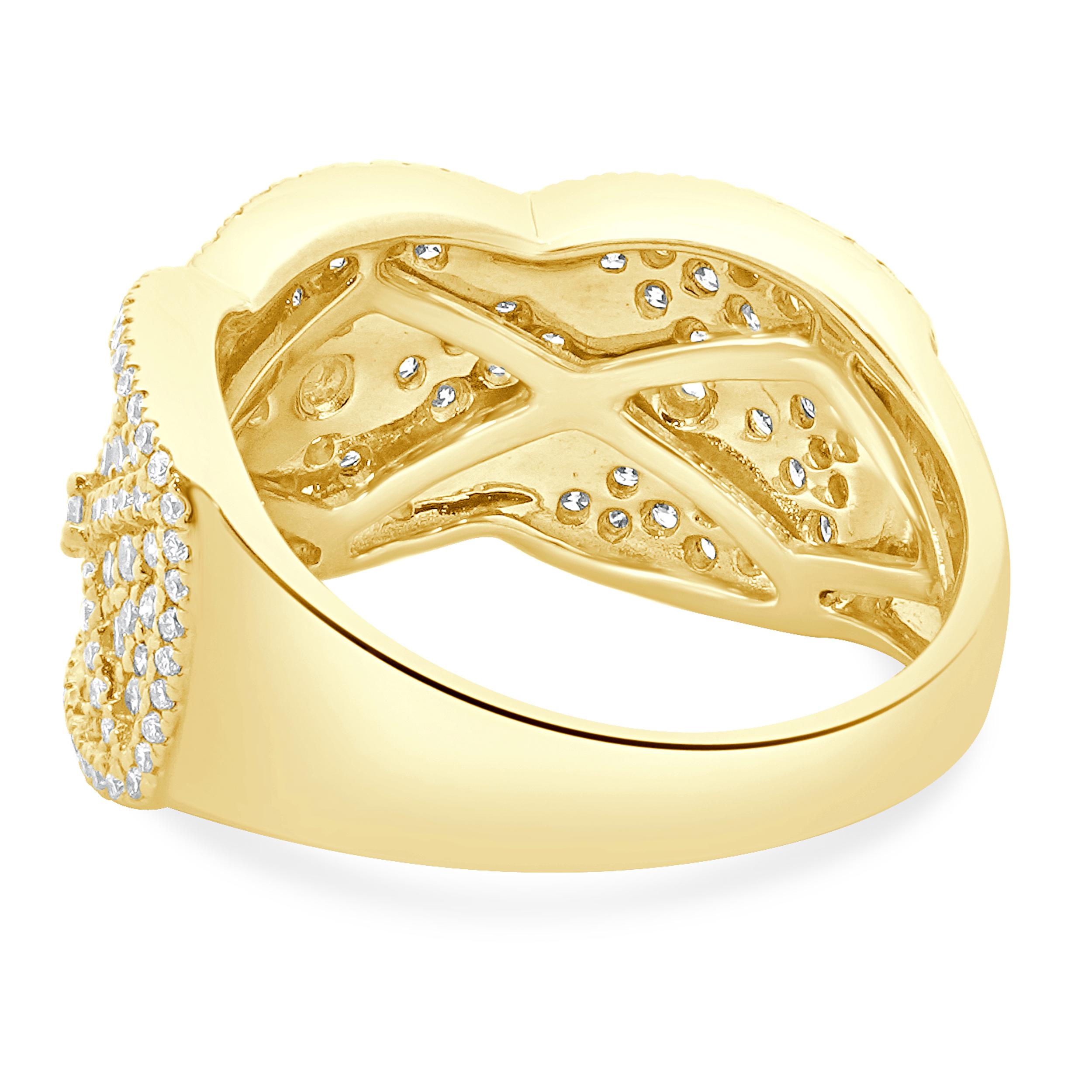 Round Cut 14 Karat Yellow Gold Yellow and White Diamond Cigar Band For Sale