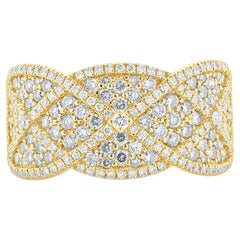 Bracelet cigare en or jaune 14 carats avec diamants jaunes et blancs