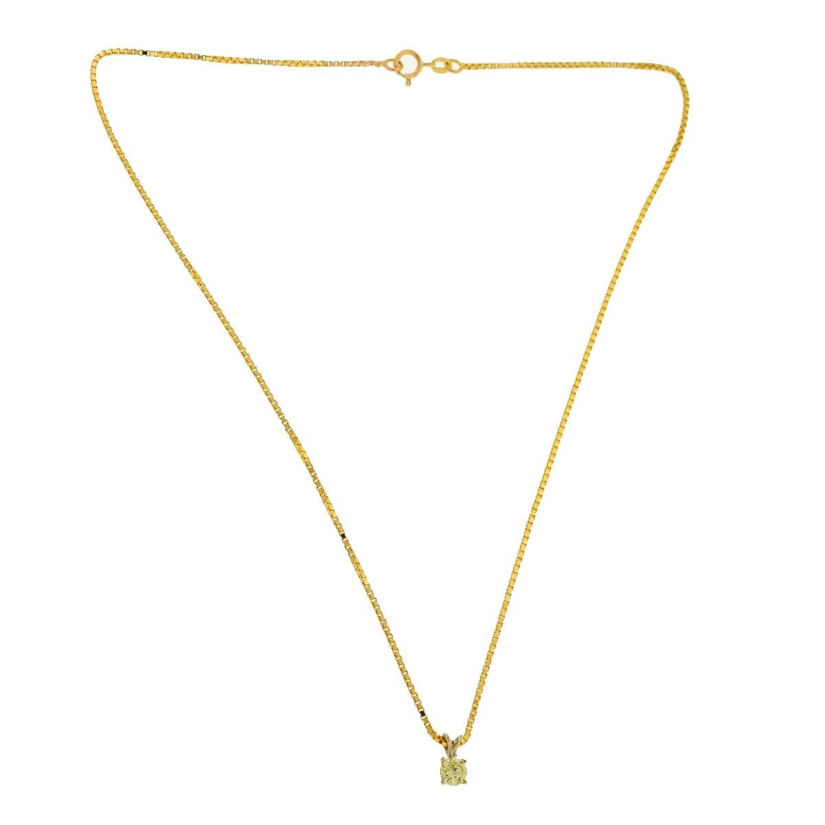 Company-N/A
Style-Yellow Diamond Pendant With Yellow Gold Box Chain Necklace 
Metal-14k Yellow Gold 
Stones-Yellow Diamond Pendant - Approx. .42 Cts Si2-i1
Weight-4.19 grams
Chain Length -16