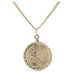 14 Karat Yellow Gold Zodiac Leo Necklace