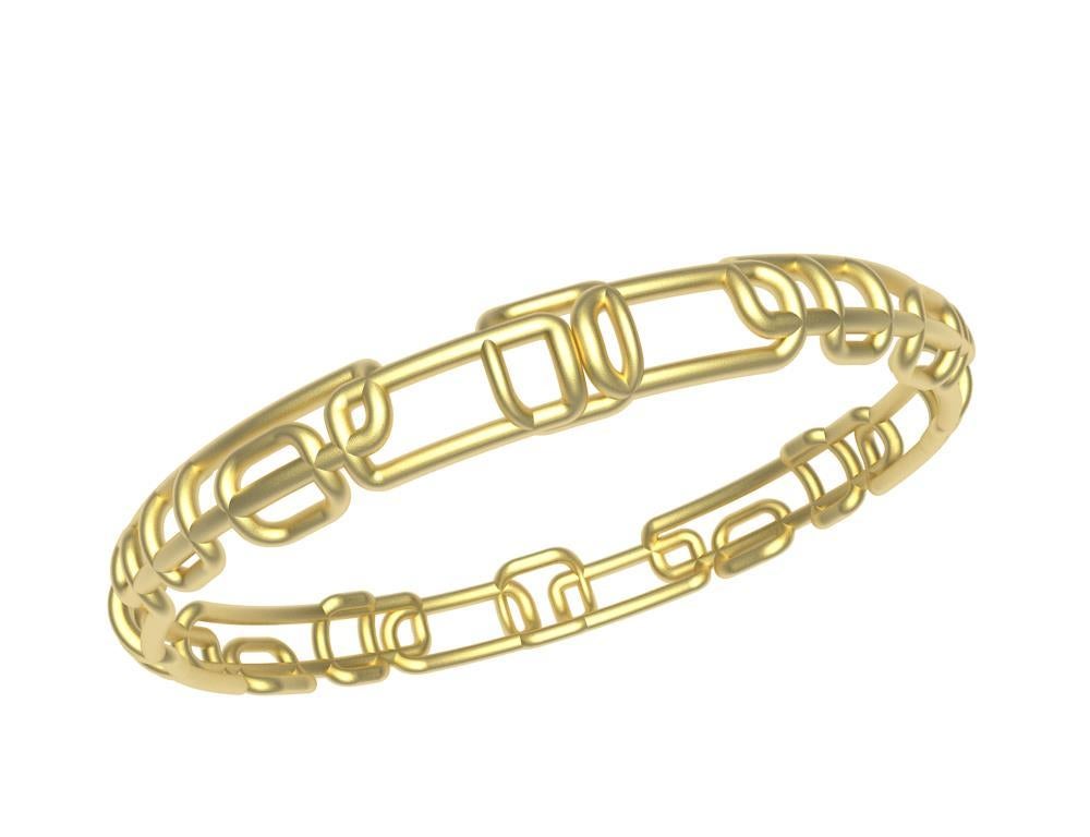 Contemporain Bracelet jonc rectangulaire souple en or jaune mat 14 carats en vente