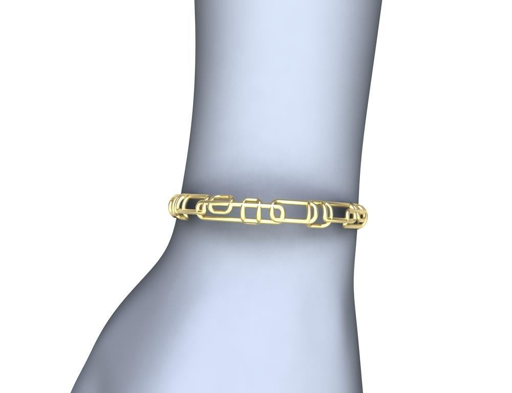 Bracelet jonc rectangulaire souple en or jaune mat 14 carats Neuf - En vente à New York, NY