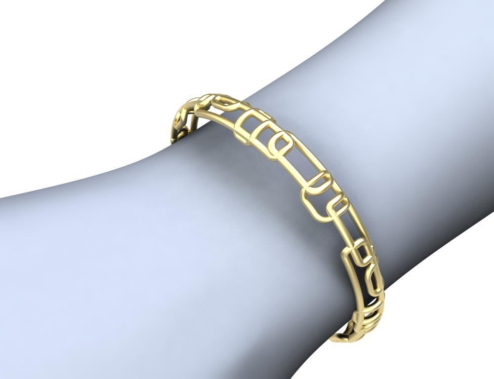 Bracelet jonc rectangulaire souple en or jaune mat 14 carats Pour femmes en vente