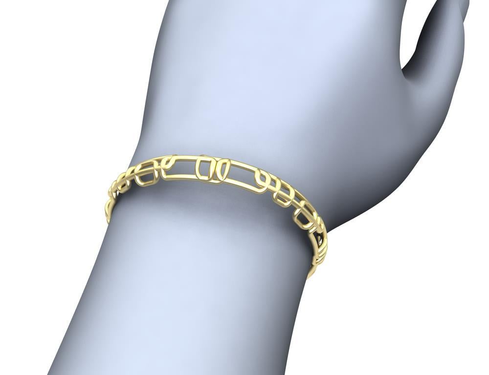 Bracelet jonc rectangulaire souple en or jaune mat 14 carats en vente 2