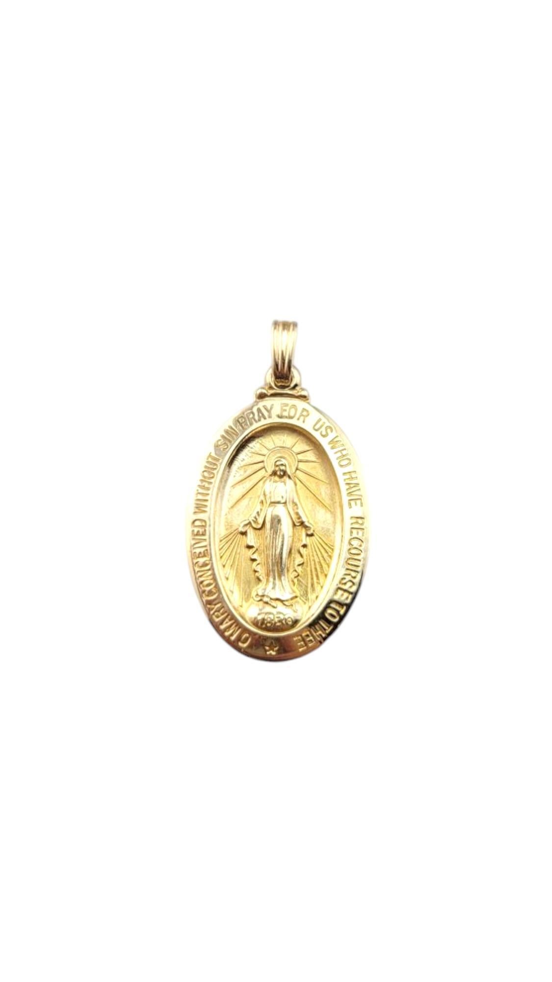 Medalla milagrosa amarilla de 14 quilates Amuleto de la Virgen #21590