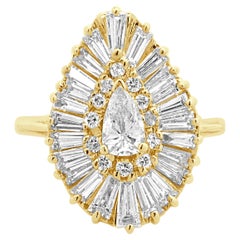 14 Karat Yellow Pear Shape Diamond Ballerina Ring