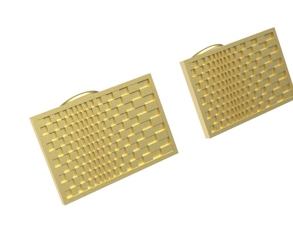 14 Karat Yellow Gold Optical Art Rectangle Cuff links In New Condition For Sale In New York, NY
