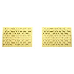 Boutons de manchette rectangulaires en or jaune 14 carats, art optique