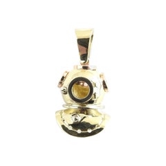 14 Karat Yellow, Rose and White Gold Diver's Helmet Pendant