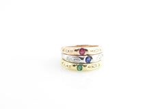 14 Karat Yellow, Rose and White Gold Stacking Rings