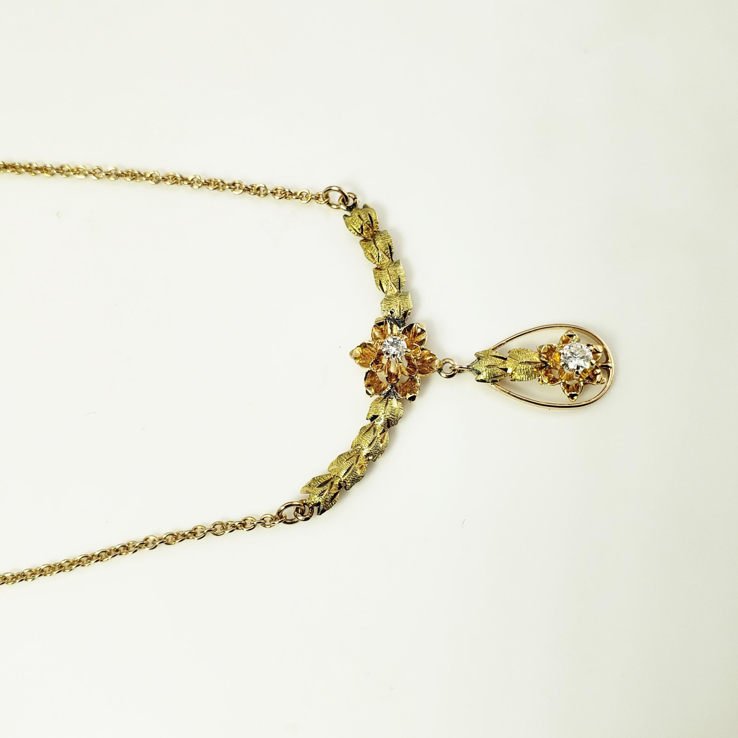 14 Karat Yellow / Rose Gold and Diamond Floral Necklace In Good Condition For Sale In Washington Depot, CT