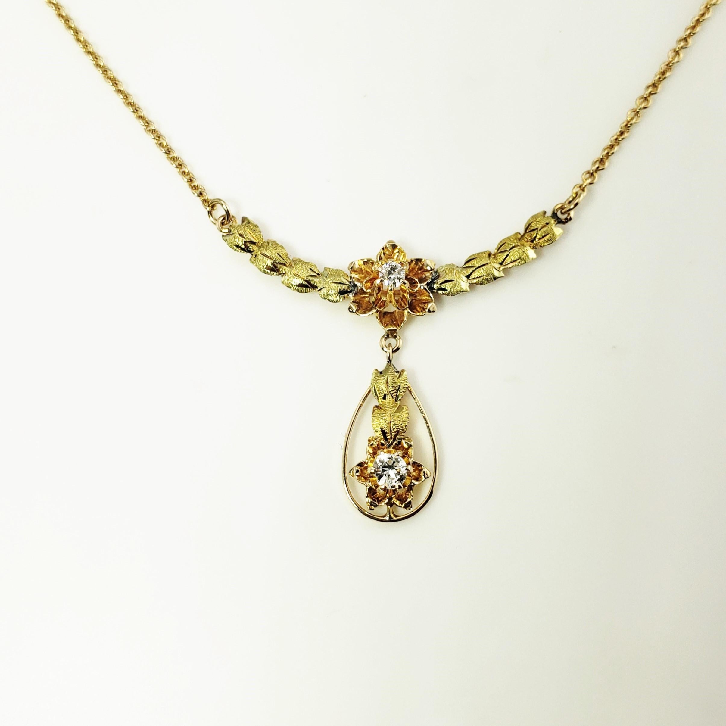 Women's 14 Karat Yellow / Rose Gold and Diamond Floral Necklace For Sale