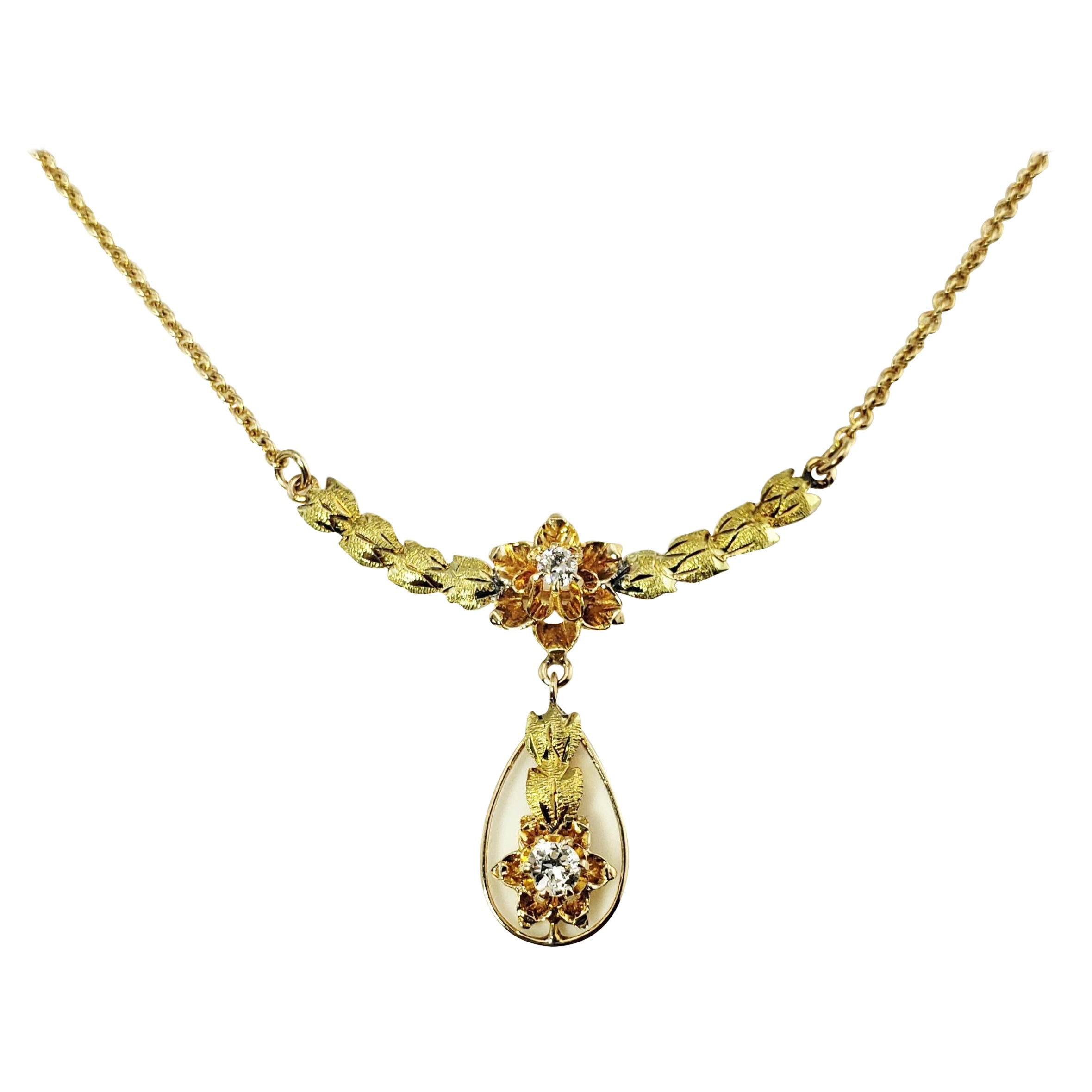 Collar Floral de Oro Amarillo / Rosa de 14 Kilates y Diamantes
