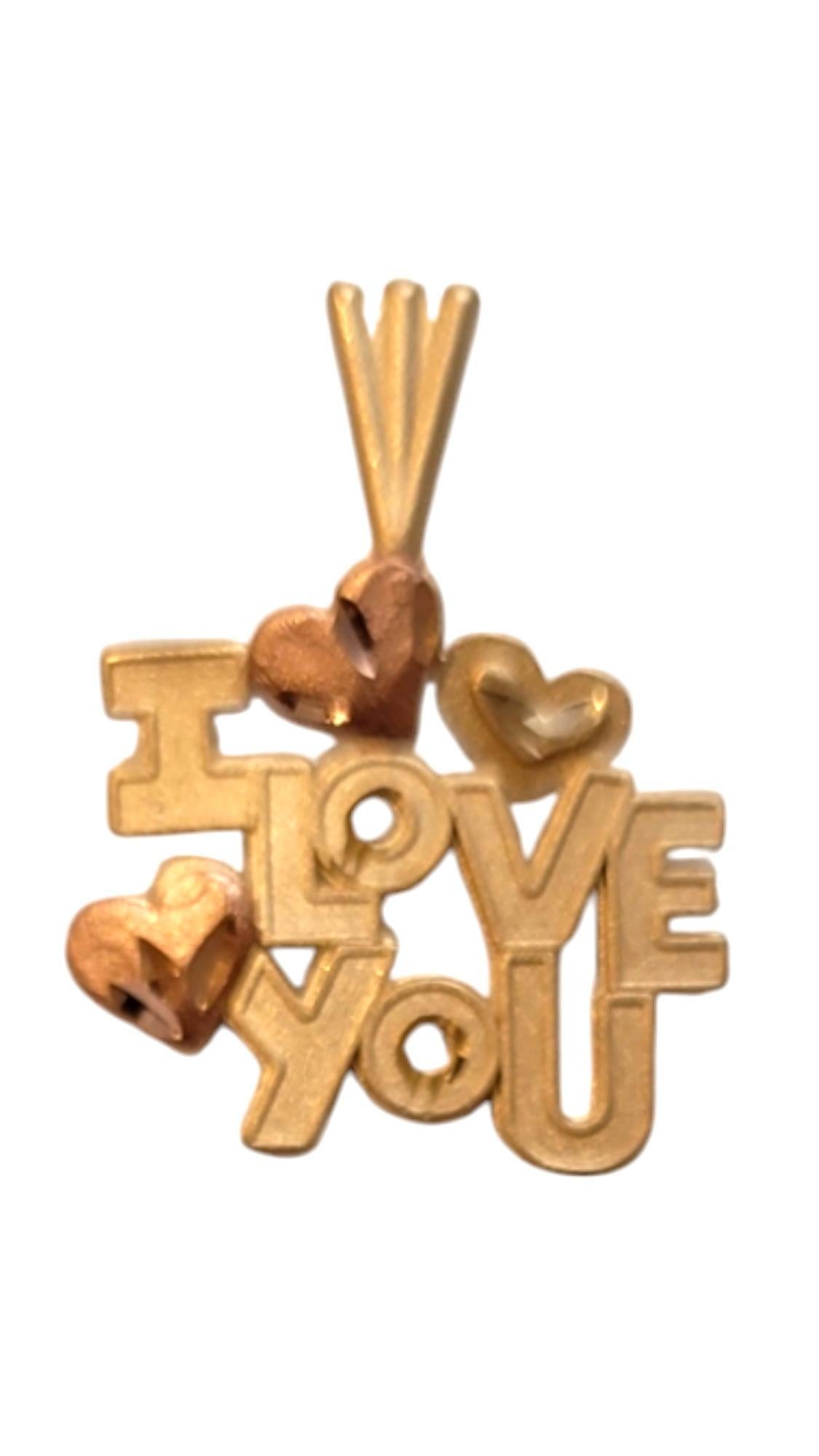 14 Karat Yellow/ Rose Gold "I Love You" Pendant #20169