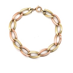 14 Karat Yellow & Rose Gold Twisted Curb Link Bracelet 19.2 Grams