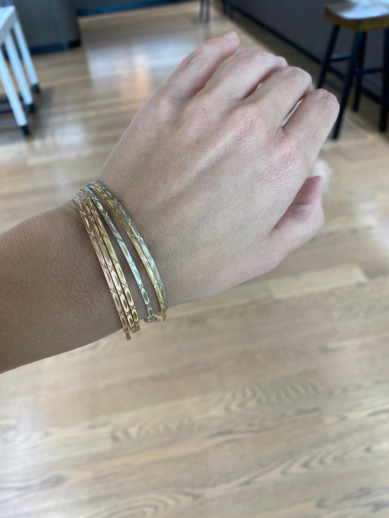 14K Rose Gold & White Gold Twisted Bangle Bracelet