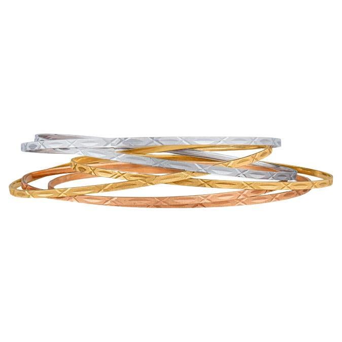 Bracelets jonc en or jaune, rose et blanc 14 carats