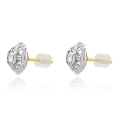 14 Karat Gelb & Silber Sechseckige Filagran-Ohrringe mit Diamant im Rosenschliff